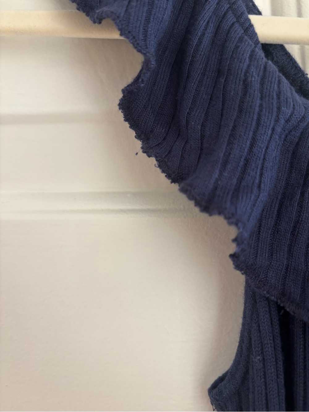 Reformation Navy Ribbed Off-Shoulder Mini Dress - Picture 5 of 5